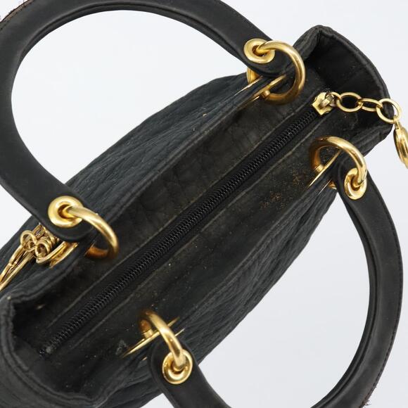 Christian Dior Lady Dior Canage Hand Bag Nylon Black Gold...